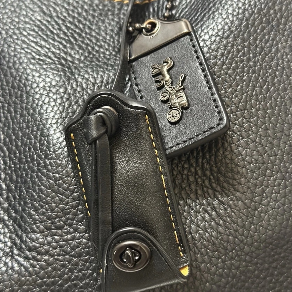 Coach Rogue 36 dark blue whipstitch double handles - Picture 2 of 16
